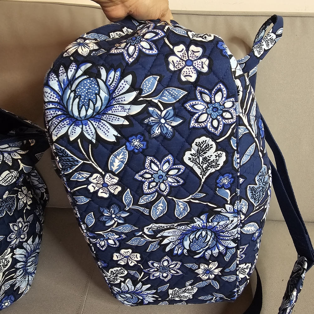Vera Bradley Navy Blue Floral Quilted Travel Bag - Picture 13 of 16
